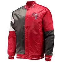 Men's Starter Red/Black Tampa Bay Buccaneers Leader Varsity Satin Full-Snap Jacket