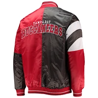 Veste à boutons-pression en satin pour homme Starter Red/Black Tampa Bay Buccaneers Leader Varsity