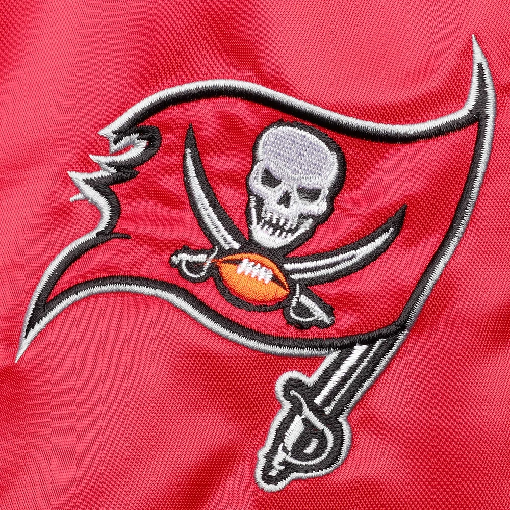 Men's Starter Red/Black Tampa Bay Buccaneers Leader Varsity Satin Full-Snap Jacket