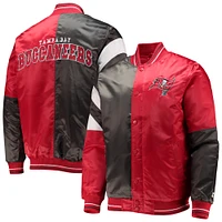 Veste à boutons-pression en satin pour homme Starter Red/Black Tampa Bay Buccaneers Leader Varsity