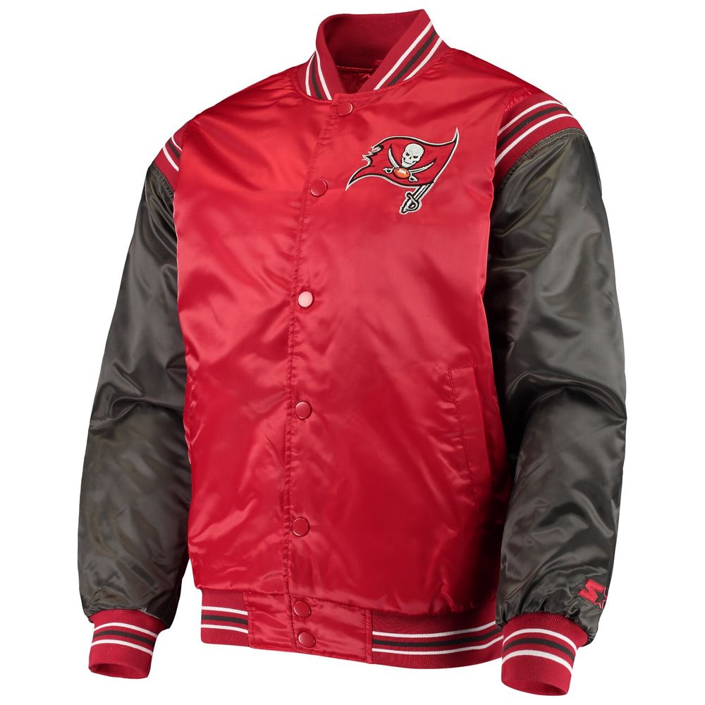 Starter Men's Starter Red/Pewter Tampa Bay Buccaneers Enforcer Satin  Full-Snap - Varsity Jacket