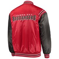 Men's Starter Red/Pewter Tampa Bay Buccaneers Enforcer Satin Full-Snap - Varsity Jacket