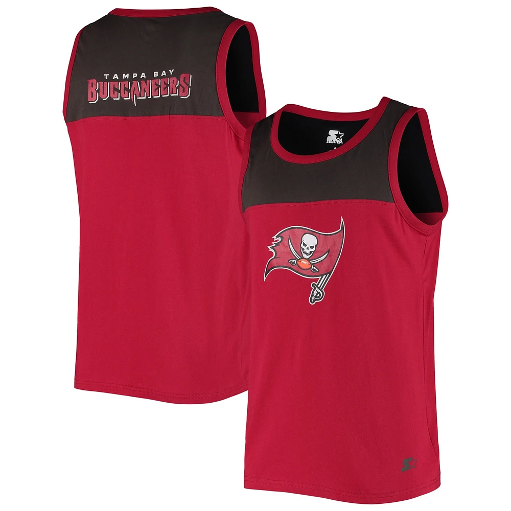 Men's Starter Red/Pewter Tampa Bay Buccaneers Logo Touchdown Fashion Tank Top