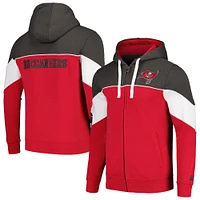 Men's Starter Red/Pewter Tampa Bay Buccaneers Running Back Full-Zip Hoodie