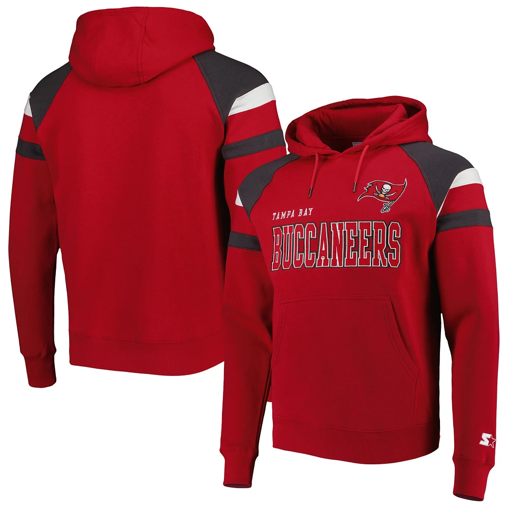 Sweat à capuche raglan Starter Red Tampa Bay Buccaneers Draft Fleece pour homme