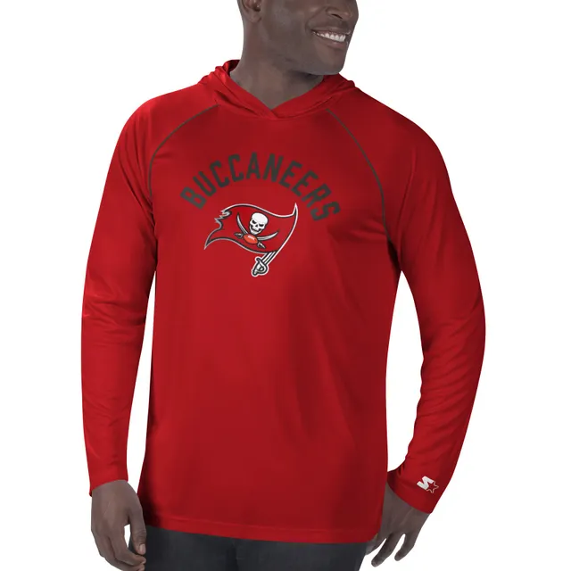 Starter Men's Heathered Pewter, Red Tampa Bay Buccaneers Extreme Fireballer Pullover Hoodie - Pewter, Red