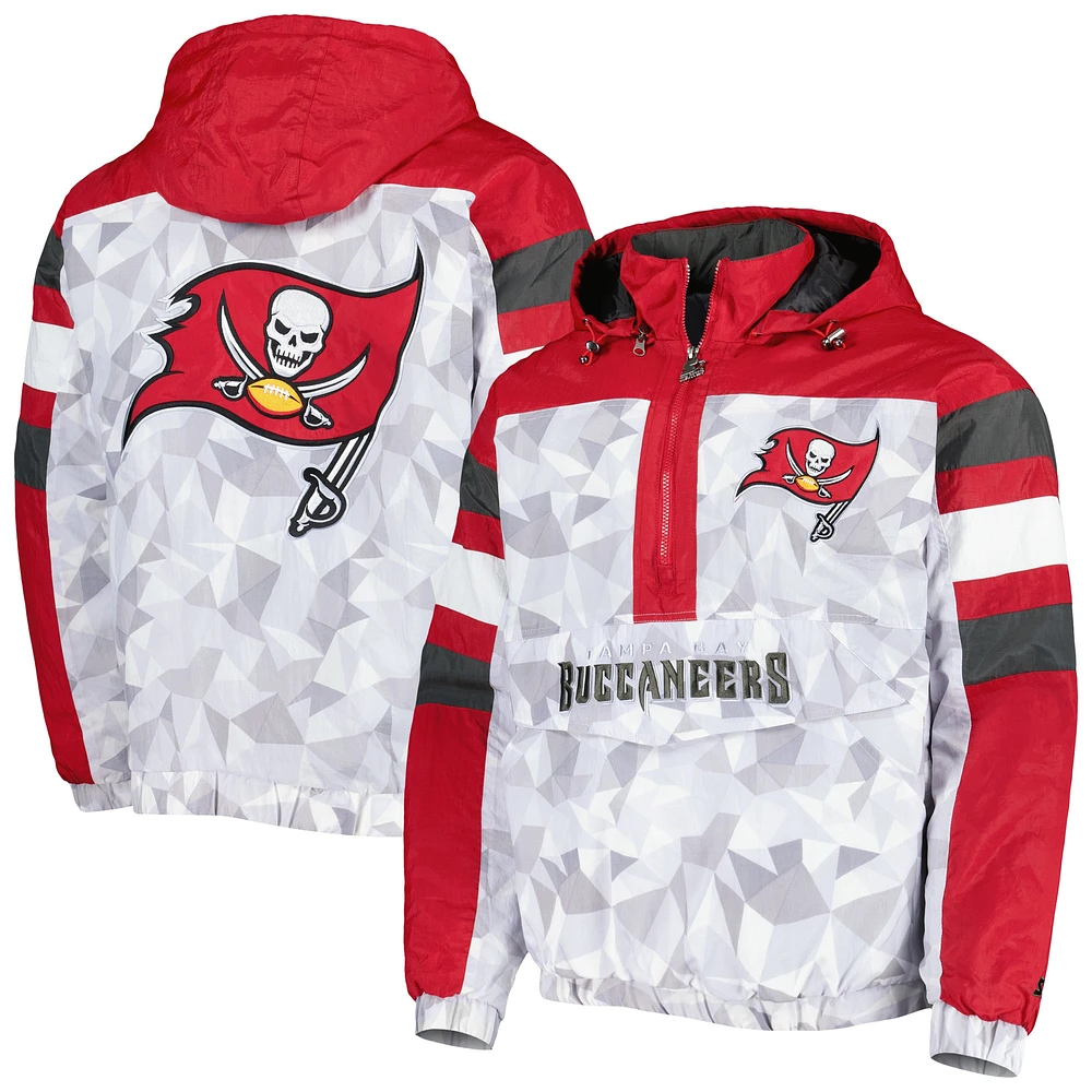 Veste à capuche demi-glissière pour homme Tampa Bay Buccaneers Thursday Night Gridiron Raglan Starter blanc/rouge