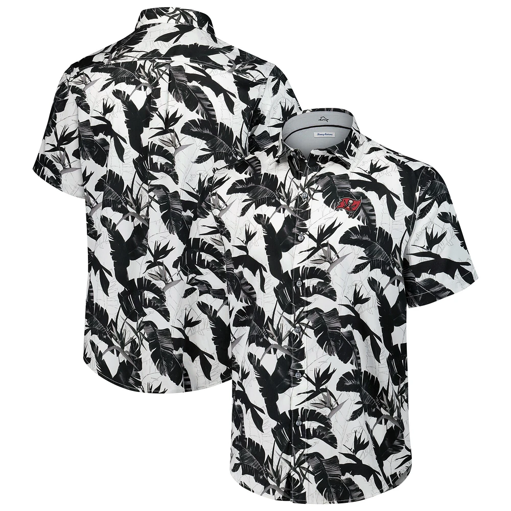 Chemise boutonnée noire Tommy Bahama pour homme des Buccaneers de Tampa Bay Sunnyvale Blooms Camp