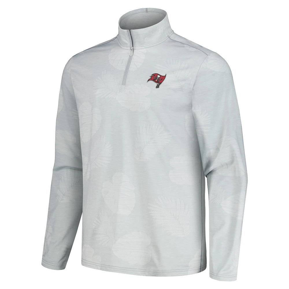 Men's Tommy Bahama Gray Tampa Bay Buccaneers Delray Frond IslandZone Half-Zip Sweatshirt