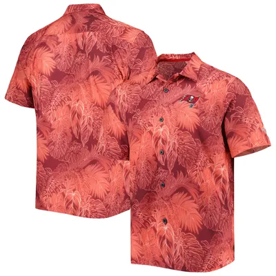 Chemise boutonnée Tommy Bahama pour homme rouge Tampa Bay Buccaneers Coast Luminescent Fronds Camp IslandZone