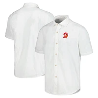 Men's Tommy Bahama White Tampa Bay Buccaneers Sport Coconut Point Palm Vista IslandZone Button-Up Camp Shirt