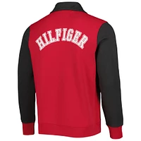 Sweat Tommy Hilfiger rouge/étain Tampa Bay Buccaneers Aiden Quarter-Zip Sweat-shirt pour homme