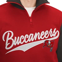 Sweat Tommy Hilfiger rouge/étain Tampa Bay Buccaneers Aiden Quarter-Zip Sweat-shirt pour homme