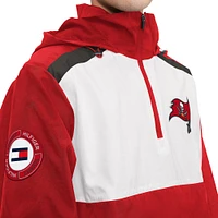 Men's Tommy Hilfiger Red/White Tampa Bay Buccaneers Carter Half-Zip Hooded Top