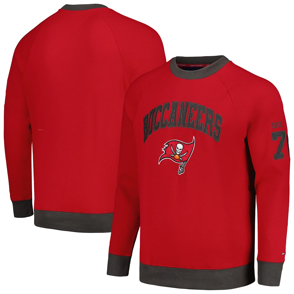 Sweat-shirt Tommy Hilfiger rouge Tampa Bay Buccaneers Reese Raglan Tri-Blend pour hommes