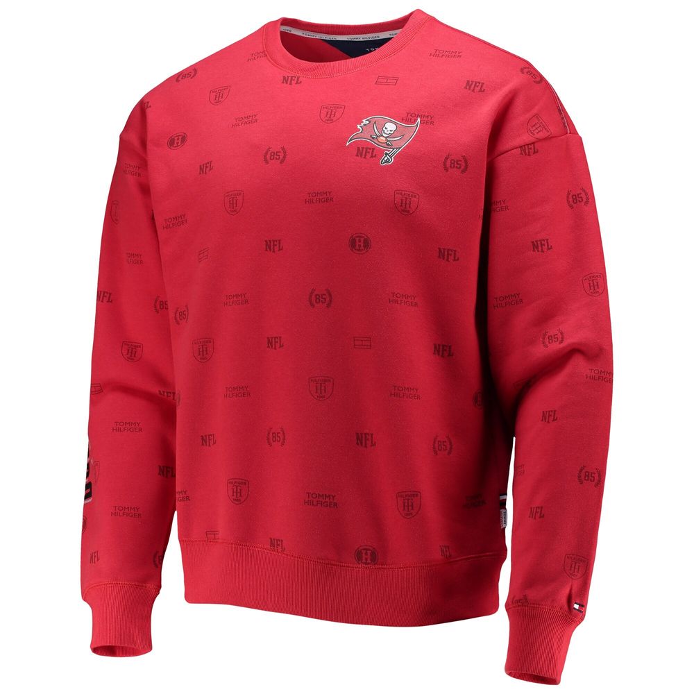 Men's Tommy Hilfiger Red Tampa Bay Buccaneers Reid Graphic - Pullover Sweatshirt