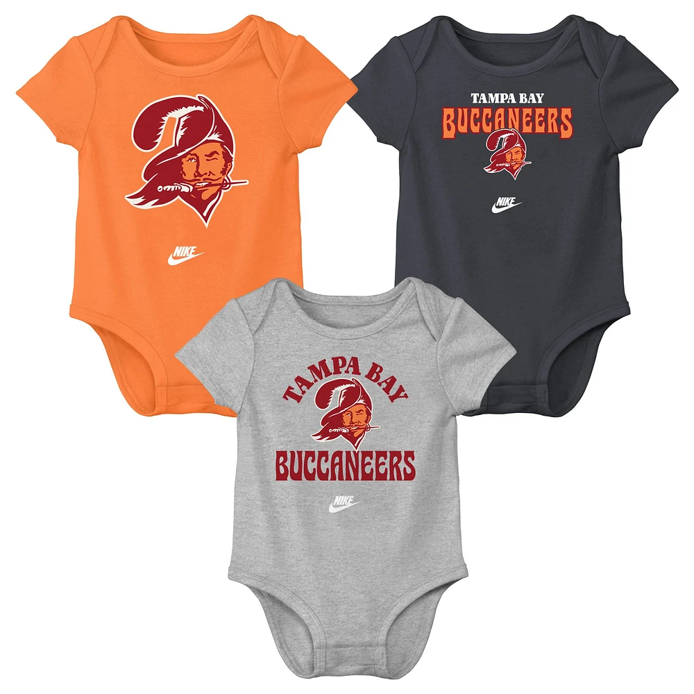 Lot de trois bodies Nike Rewind pour nouveau-né et bébé des Buccaneers Tampa Bay