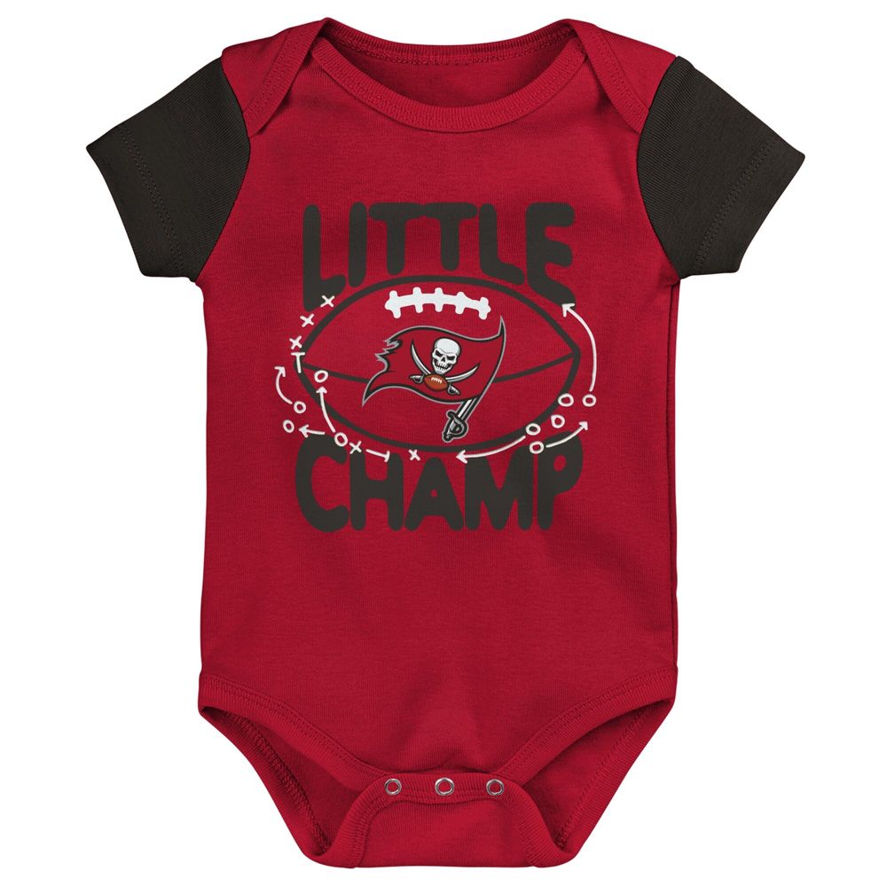 Newborn & Infant Red/Black Tampa Bay Buccaneers Little Champ Three-Piece Bodysuit Bib Booties Set