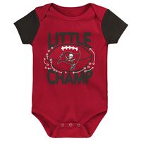 Newborn & Infant Red/Black Tampa Bay Buccaneers Little Champ Three-Piece Bodysuit Bib Booties Set