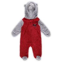 Newborn & Infant Red/Gray Tampa Bay Buccaneers Game Nap Teddy Fleece Bunting Full-Zip Sleeper