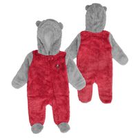 Newborn & Infant Red/Gray Tampa Bay Buccaneers Game Nap Teddy Fleece Bunting - Full-Zip Sleeper