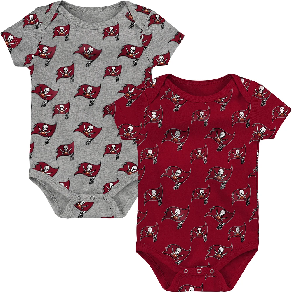 Newborn & Infant Red/Gray Tampa Bay Buccaneers Two-Pack Double Up Bodysuit Set