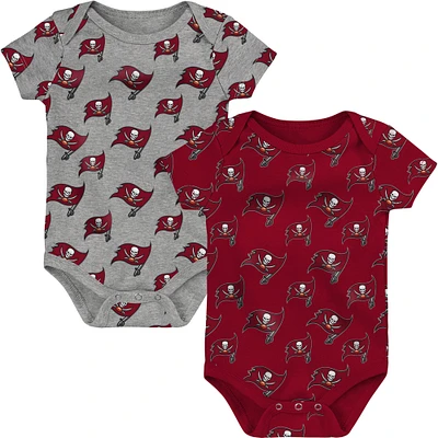 Lot de deux bodys doubles pour nouveau-nés et bébés Tampa Bay Buccaneers rouge/gris