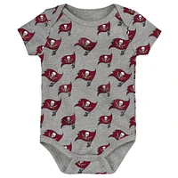 Lot de deux bodys doubles pour nouveau-nés et bébés Tampa Bay Buccaneers rouge/gris chiné