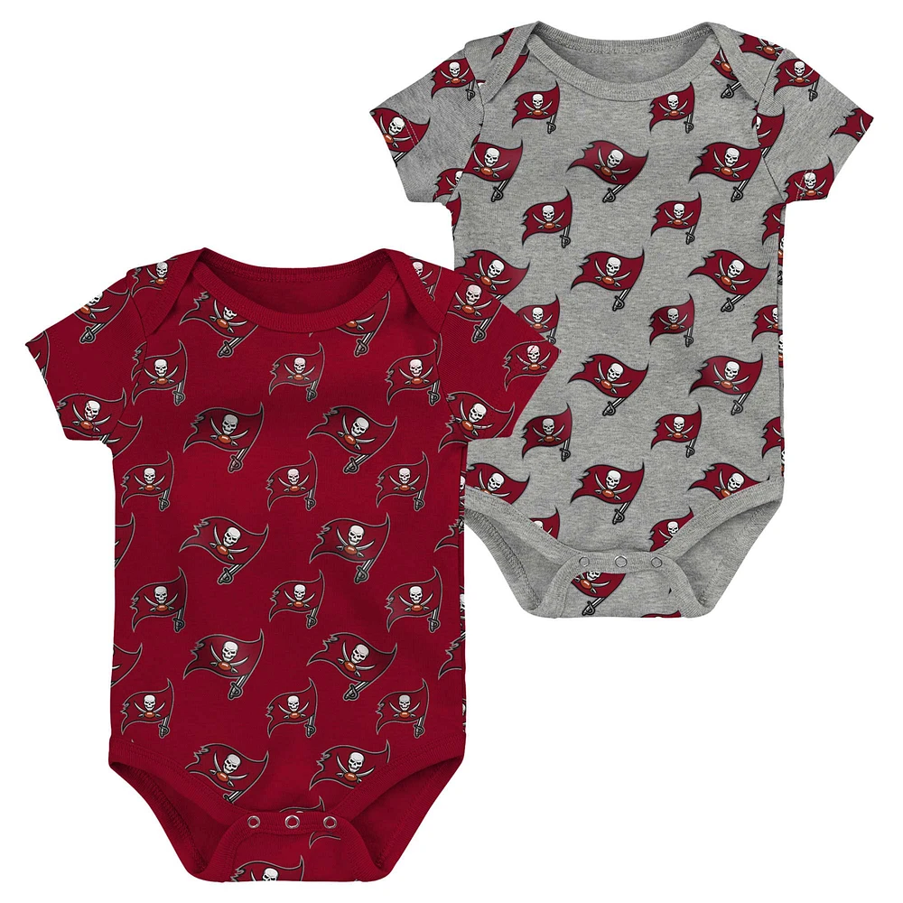 Lot de deux bodys doubles pour nouveau-nés et bébés Tampa Bay Buccaneers rouge/gris chiné