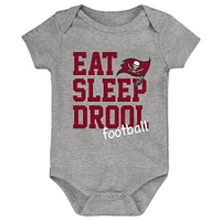 Newborn & Infant Red/Orange/Heather Gray Tampa Bay Buccaneers Three-Pack Eat, Sleep Drool Retro Bodysuit Set
