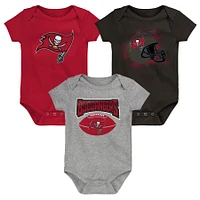 Newborn & Infant Red/Pewter/Heathered Gray Tampa Bay Buccaneers Game On Three-Piece - Bodysuit Set
