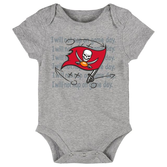 Ensemble trois pièces pour nouveau-né et nourrisson rouge/étain/gris chiné Tampa Bay Buccaneers Eat Sleep Drool