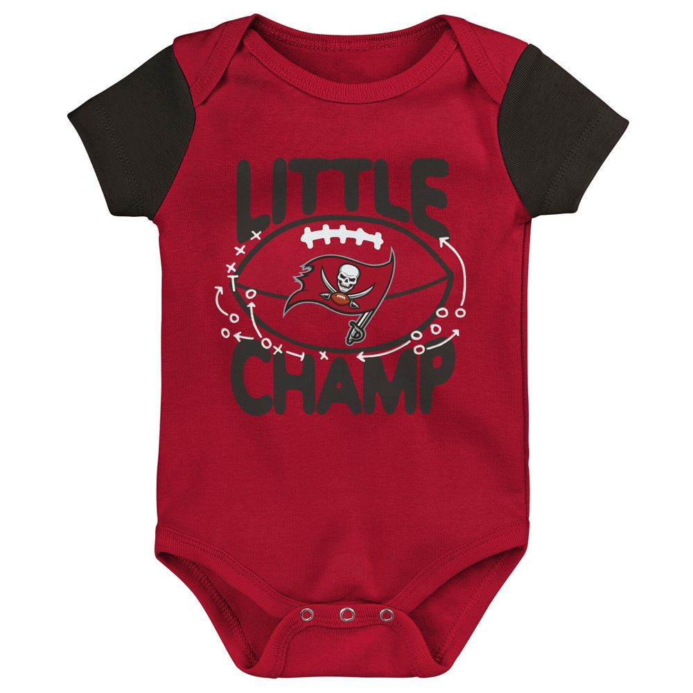 Newborn & Infant Red/Pewter Tampa Bay Buccaneers 3-Piece Little Champ Bodysuit Bib Booties - Set