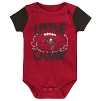 Newborn & Infant Red/Pewter Tampa Bay Buccaneers 3-Piece Little Champ Bodysuit Bib Booties - Set