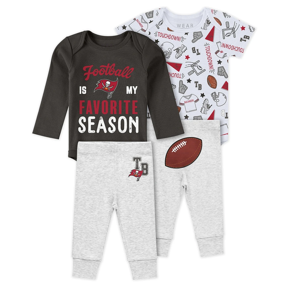 Newborn & Infant WEAR by Erin Andrews Tampa Bay Buccaneers Three-Piece Turn Me Around Bodysuits Pant Set