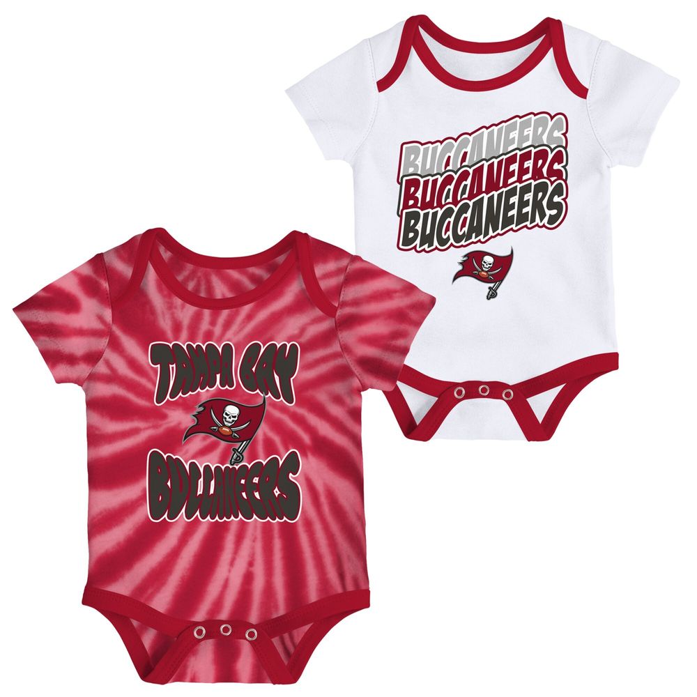 Newborn & Infant White/Red Tampa Bay Buccaneers Monterey Tie-Dye - 2-Pack Bodysuit Set