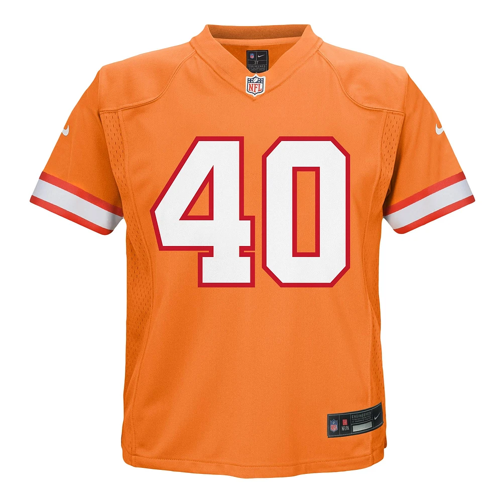 Maillot de jeu joueur retraité Nike Mike Alstott Orange Tampa Bay Buccaneers pour enfants d'âge préscolaire