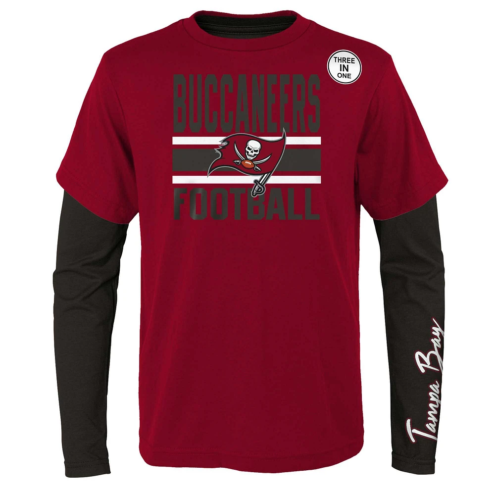 Ensemble de t-shirts préférés des fans Buccaneers Tampa Bay rouge/étain préscolaire