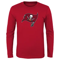 T-shirt à manches longues avec logo primaire Tampa Bay Buccaneers rouge préscolaire