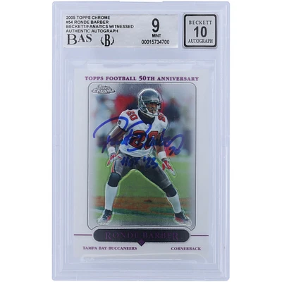 Ronde Barber Tampa Bay Buccaneers Autographed 2005 Topps Chrome #54 Beckett Fanatics Witnessed Authenticated 9/10 Card with "HOF 23" Inscription