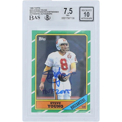 V106832 Bucs Steve Young Tampa Bay Buccaneers Carte recrue autographiée Topps 1986 #374 Beckett Fanatics Witnessed Authenticated 7.5/10 avec inscription "HOF 2005" Steve Young AUT TPP TRADING CARDS 45666 AUTTRC CA01F06941 #24