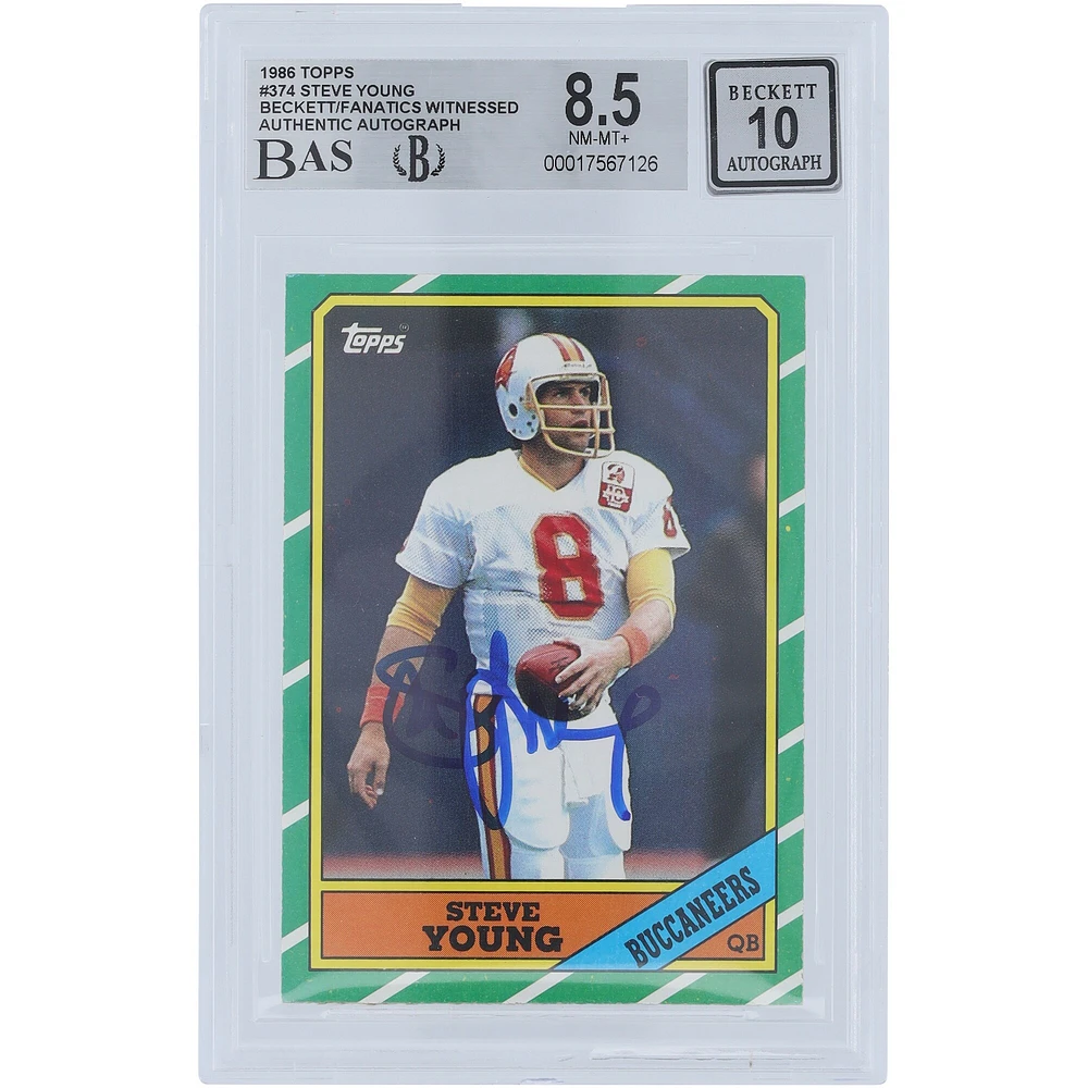 V106832 Bucs Steve Young Tampa Bay Buccaneers Autographié 1986 Topps #374 Beckett Fanatics Witnessed Authentifié 8.5/10 Rookie Card Steve Young AUT TPP TRADING CARDS 45666 AUTTRC CA01F06949 #32