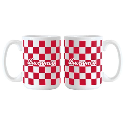 Tampa Bay Buccaneers 2-Pack 15oz. Checkered Wordmark Mug Set