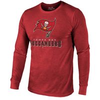 Tampa Bay Buccaneers Majestic Threads Lockup Tri-Blend Long Sleeve T-Shirt - Red