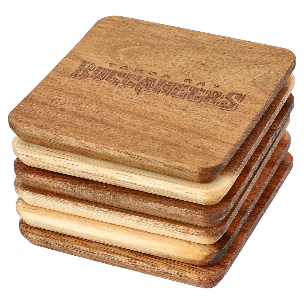 The Memory Company Tampa Bay Buccaneers 6-Pack Acacia Wood Coaster Set