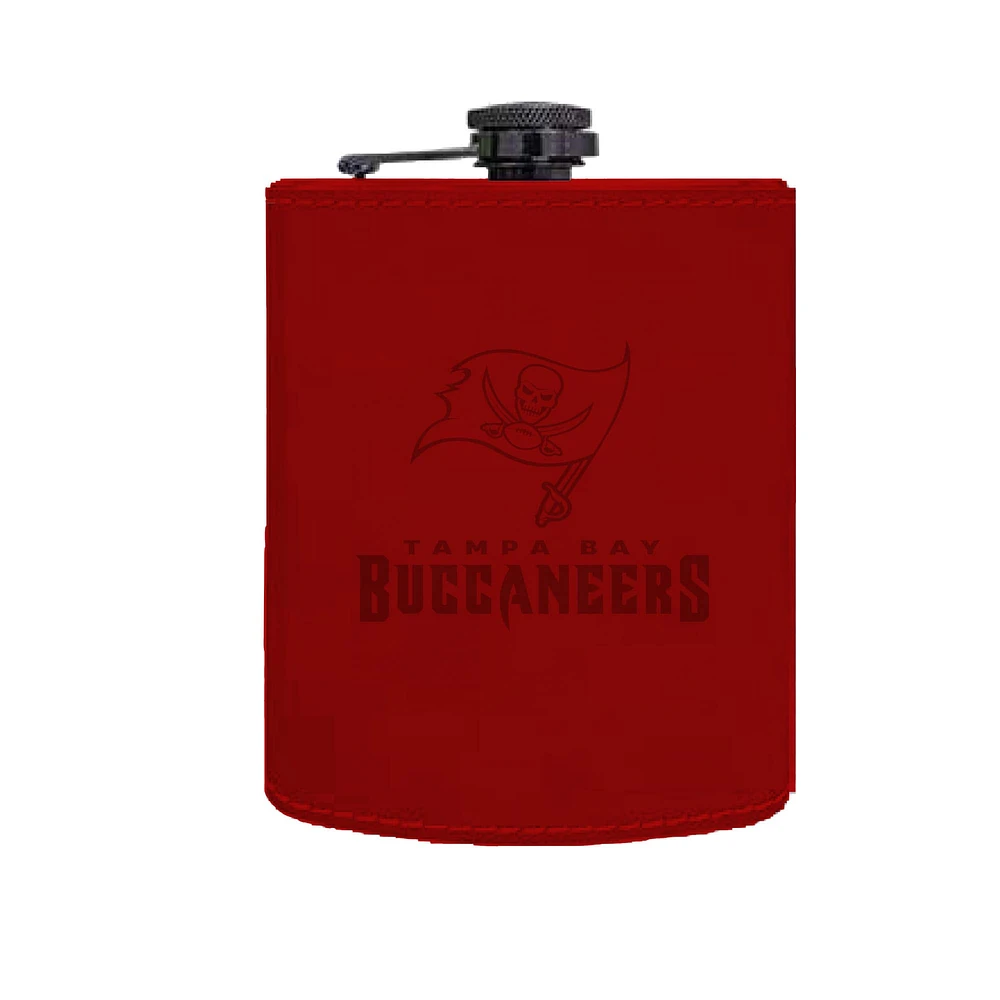 The Memory Company Tampa Bay Buccaneers Three-Pack 8oz. Leather Flask & 2oz. Shot Glass Set