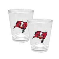 Ensemble de trois flasques en cuir de 8 oz et de verres à liqueur de 2 oz des Buccaneers de Tampa Bay de The Memory Company