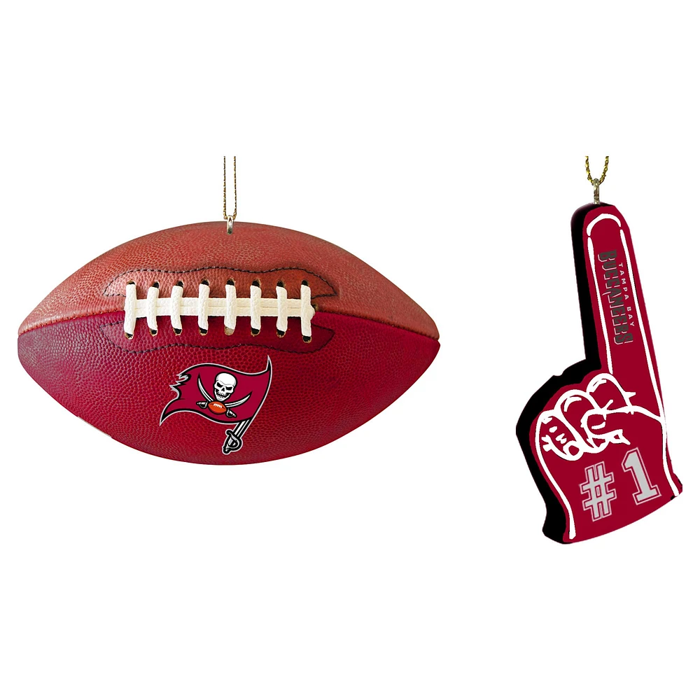 The Memory Company Tampa Bay Buccaneers Two-Pack Football & Foam Finger Ornament Set