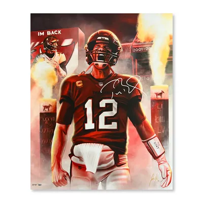 Peyton Manning Denver Broncos x Indianapolis Colts Stretched 30 x 40  Embellished Blue Giclee Canvas by Artist Jordan Spector - Limited Edition  of 1