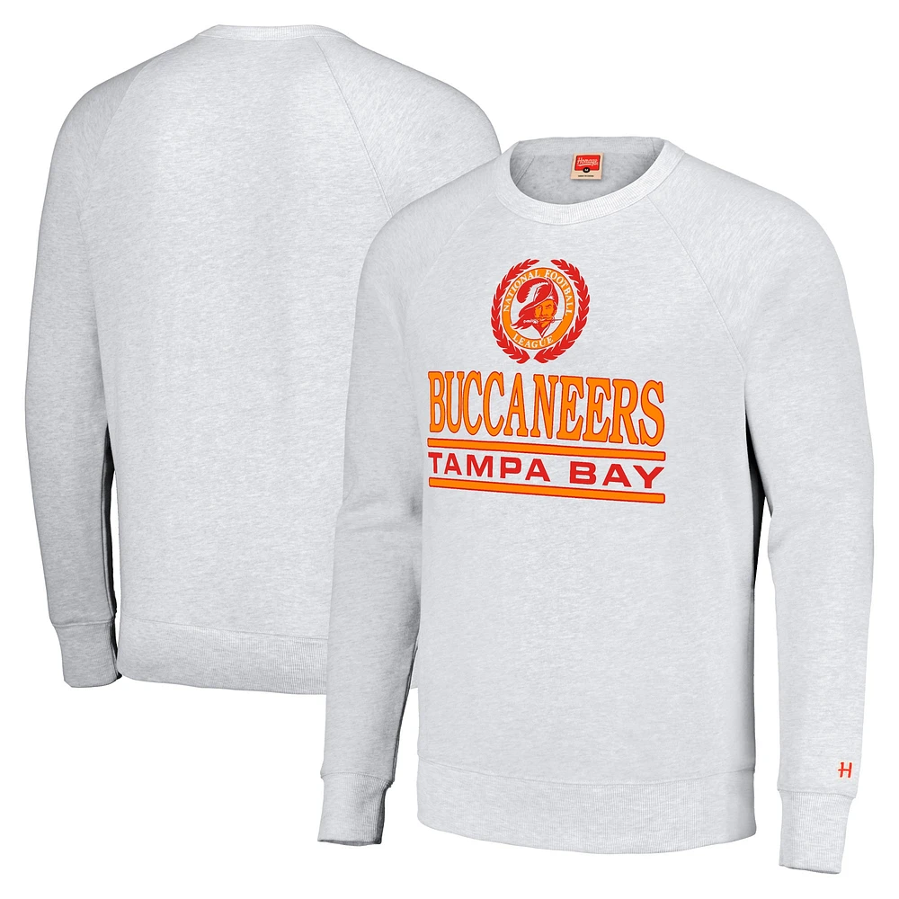 Unisex Homage Gray Tampa Bay Buccaneers 2023 Creamsicle Day Crest Tri-Blend Pullover Sweatshirt